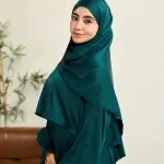 MIDNIGHT GREEN SATIN DRESS ISDAL
