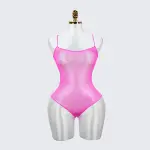 Shiny Rhinestone Glitter Spaghetti Strap Mesh Bodysuit
