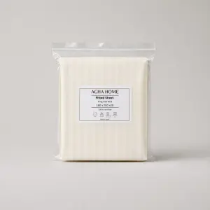 Agha Home Essential Comfort Microfiber Fitted Sheet Off‑White Stripe