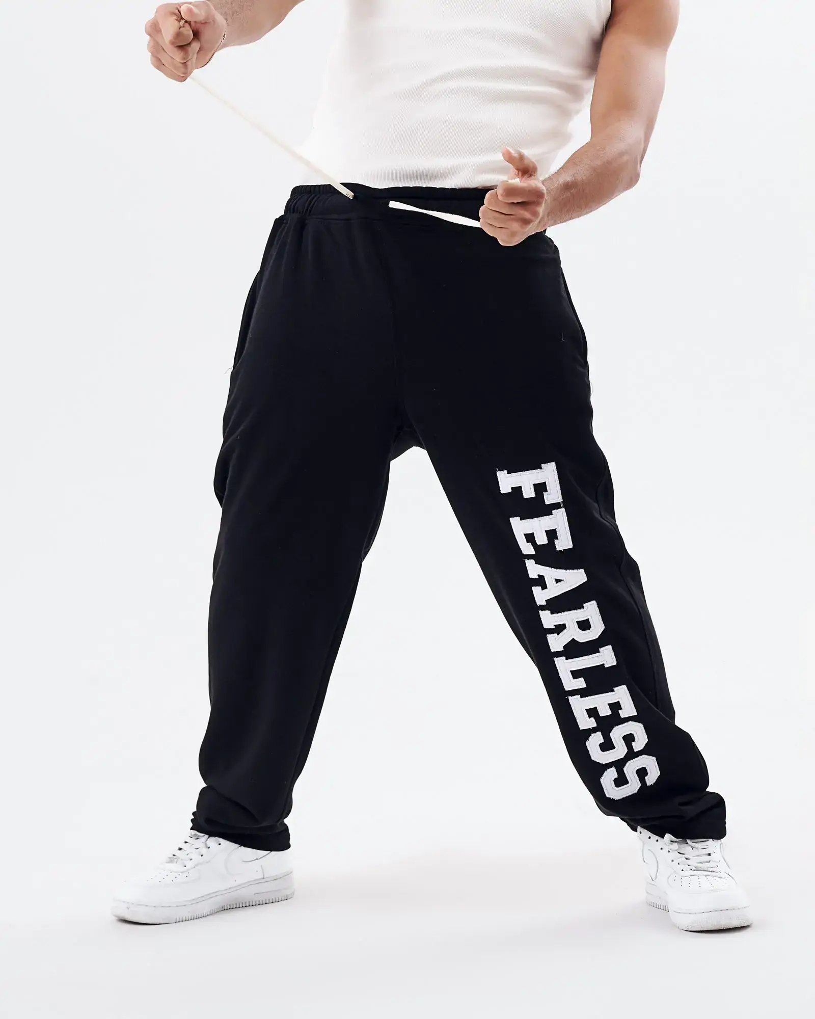 Black Fearless Straight Sweatpants