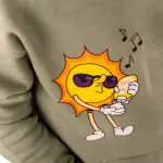 Olive green tie dye Hoodie with "Sun Singing ☀" Print