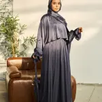 MYSTIC GREY SATIN DRESS ISDAL