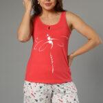 Printed Cotton Tank Top & Hot Shorts Set