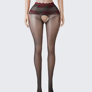 Lace Scented Ultra-Thin See-Through Open-Crotch Pantyhose