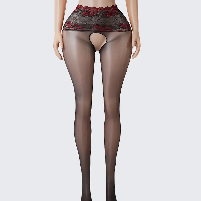 Lace Scented Ultra-Thin See-Through Open-Crotch Pantyhose