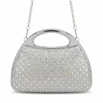 Crystal-Embellished Evening Clutch with Polished Metal Handle VS-57