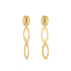 ouble Oval Stainless Steel Drop Earrings EA-200