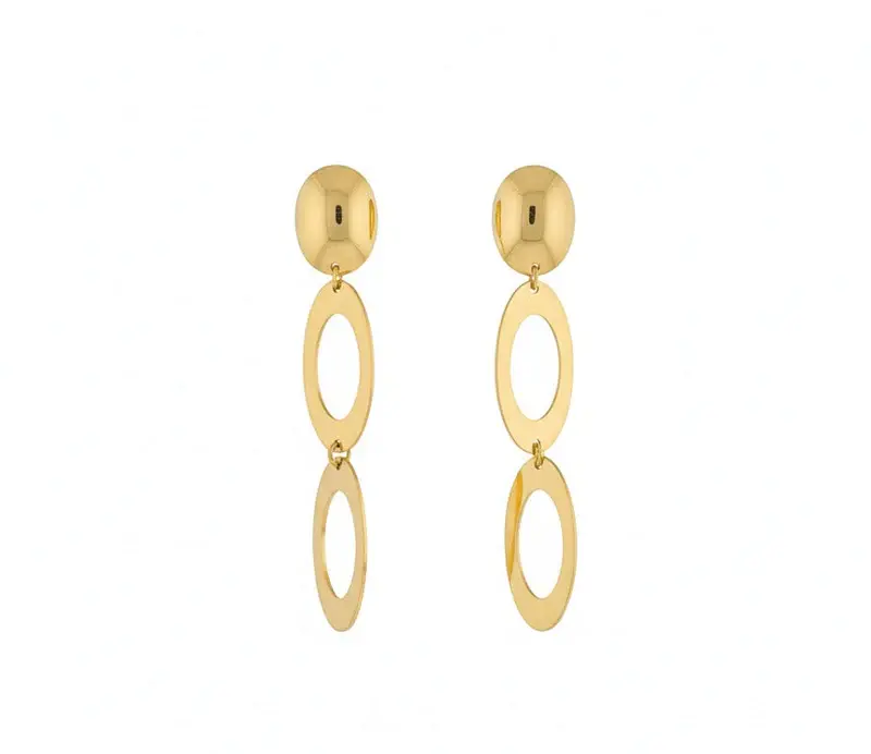 ouble Oval Stainless Steel Drop Earrings EA-200