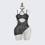 Leopard Print Fringe Daring Cutout Bodysuit