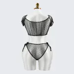 Black Polka Dot See-Through Hollow Bra Panty Set