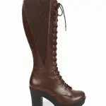 Long Neck Lace-Up Leather Boot B-66