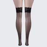 Floral Lace-Trim Thigh-High Stockings