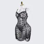Plus Size See-Through Mesh Heart Lace Dress Lingerie Set