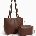 Elegant Leather Tote Bag with Inner Pouch BA-65