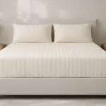 Agha Home Essential Comfort Microfiber Fitted Sheet Off‑White Stripe