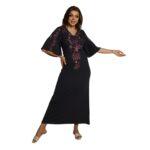 Navy Blue Embroidered Maxi Dress