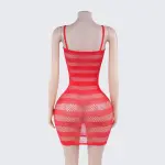 [2+ Items, 300 EGP Each] Sexy Striped Fishnet Spaghetti Strap Chemise