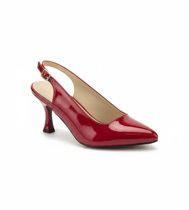 Shiny Step Slingback Heels C-103