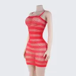 [2+ Items, 300 EGP Each] Sexy Striped Fishnet Spaghetti Strap Chemise