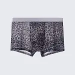 Men's Leopard Print Boxer Briefs Low Rise Mulberry Silk Crotch Pack of 4