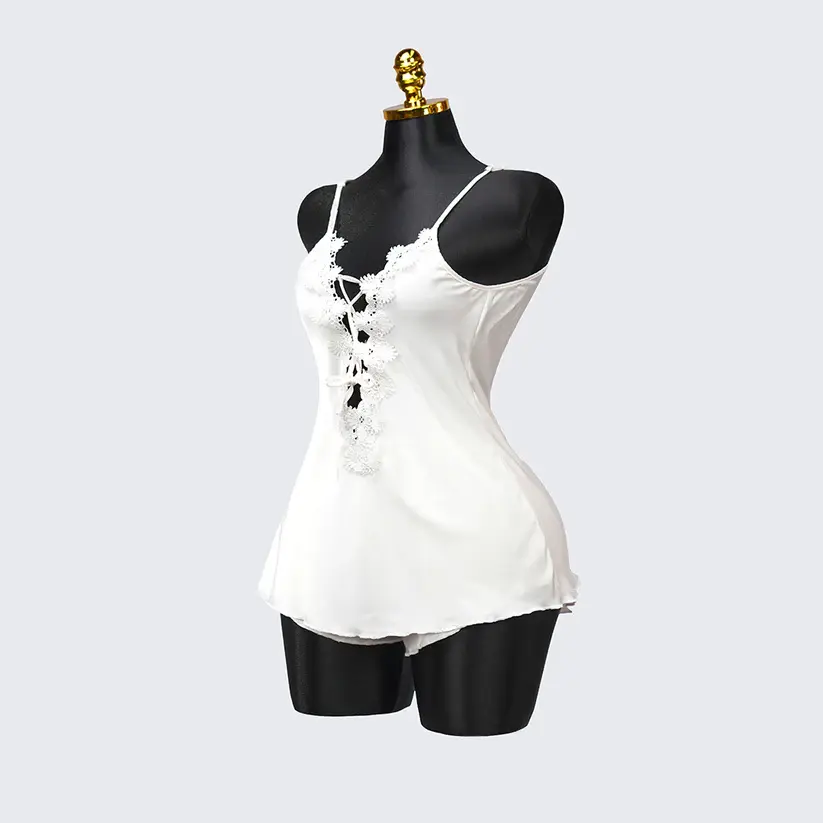 Satin Floral Lace Pajamas Set Nightwear