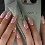 10pcs vintage street style blue glitter almond-shaped nails