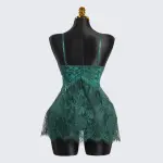 Green Lace See-through Top Thong Set