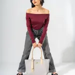 Tote Bag with Contrast Handle - BEIGE