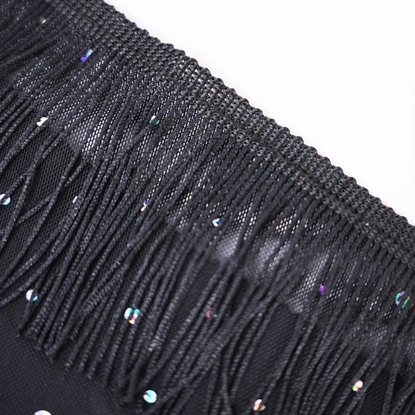 Sparkly Elegant Fringe Mesh Ruffled Sheer Nightwear Dress Lingerie