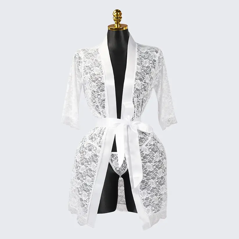 Lace Embroidered Sheer Hollow-Out Robe