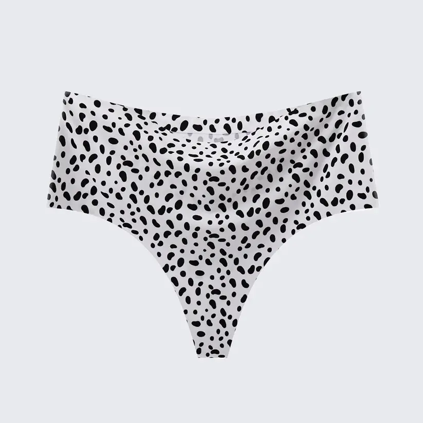 Women's Seamless Ice Silk Thong Underwear Leopard Print & Solid Color Panties