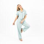 Elegant Buttoned Cotton Pajama Set