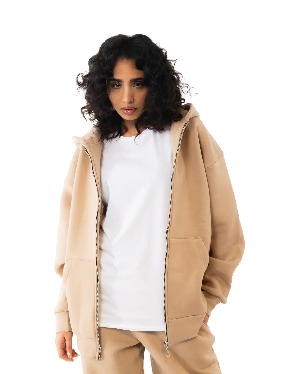 Essential Beige Zip-up