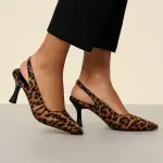 Shiny Step Slingback Heels C-103