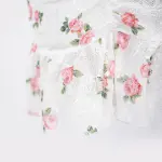 Deep V Rose Print Chemise Spaghetti Strap Slip Dress