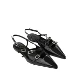 Multi TOE THREE STRAPS CLARET PATENT Flat BALLERINAS