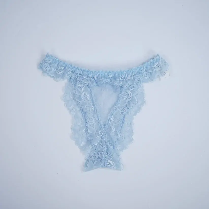 Vintage Polka Dot Light Blue Lace Bra & Panty Sets