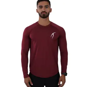 Long Sleeve Running Burgundy Tee