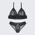 Plus Size Sexy Sheer Lace Mesh Bra Panty Set