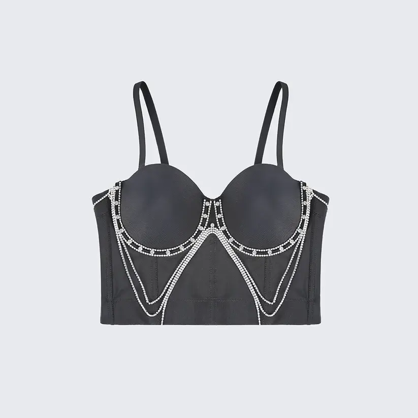 Rhinestone Chain Tassel Sexy Slimming Corset Top