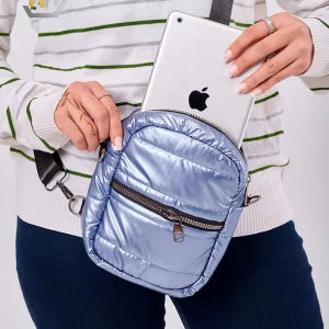 Metallic Puffy Bag Baby Blue