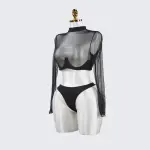 Mesh Crop Top Stockings Set