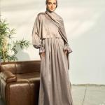 MAUVE SHADOWS SATIN DRESS ISDAL