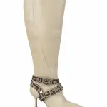 Boots with Decorative Ankle Straps Elegant Knee-High R-60