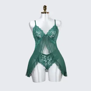 Green Full-body Lace Top Panty Set