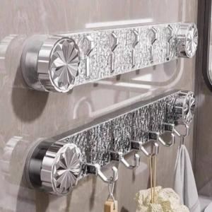 رف حائطي من الاكريليك الشفاف مزود بخمسة خطافات متينة