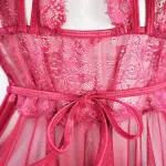 Sheer Fine Mesh Embroidered Babydoll Spaghetti Strap Lingerie
