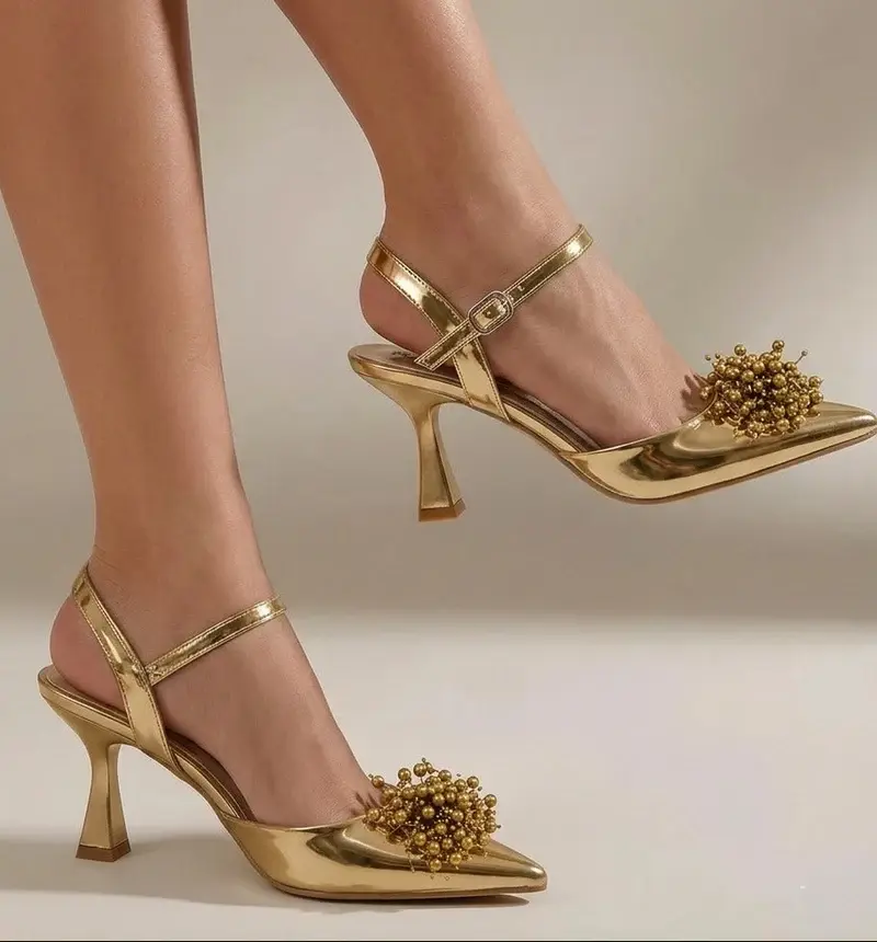 Elegant Heels with Glossy Cherry Detail C-123