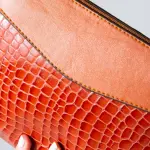Modern Croco Clutch-camel
