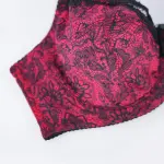 Plus Size Printed Lace Underwire Bra Panty Set
